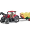 BRUDER 03198 - Case IH Optum 3000 CVX Mit Frontlader Und Ballentransportanhänger