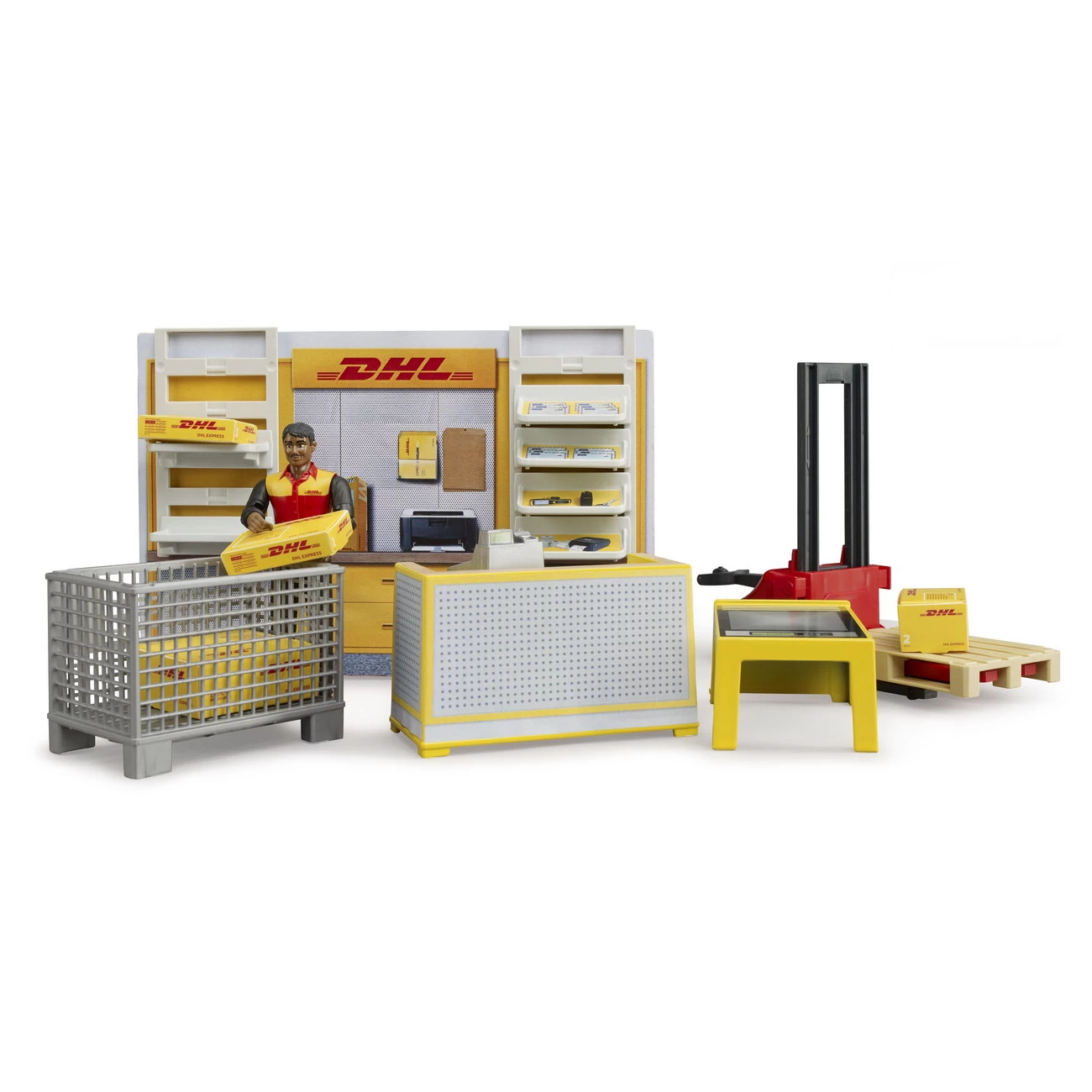 Bruder Bworld 62251 - DHL Paketshop Mit Handhubstapler 1 Bruder Bworld 62251 - DHL Paketshop Mit Handhubstapler